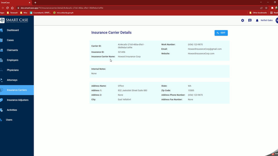 Add Edit Insurance Carriers - SmartCase.app